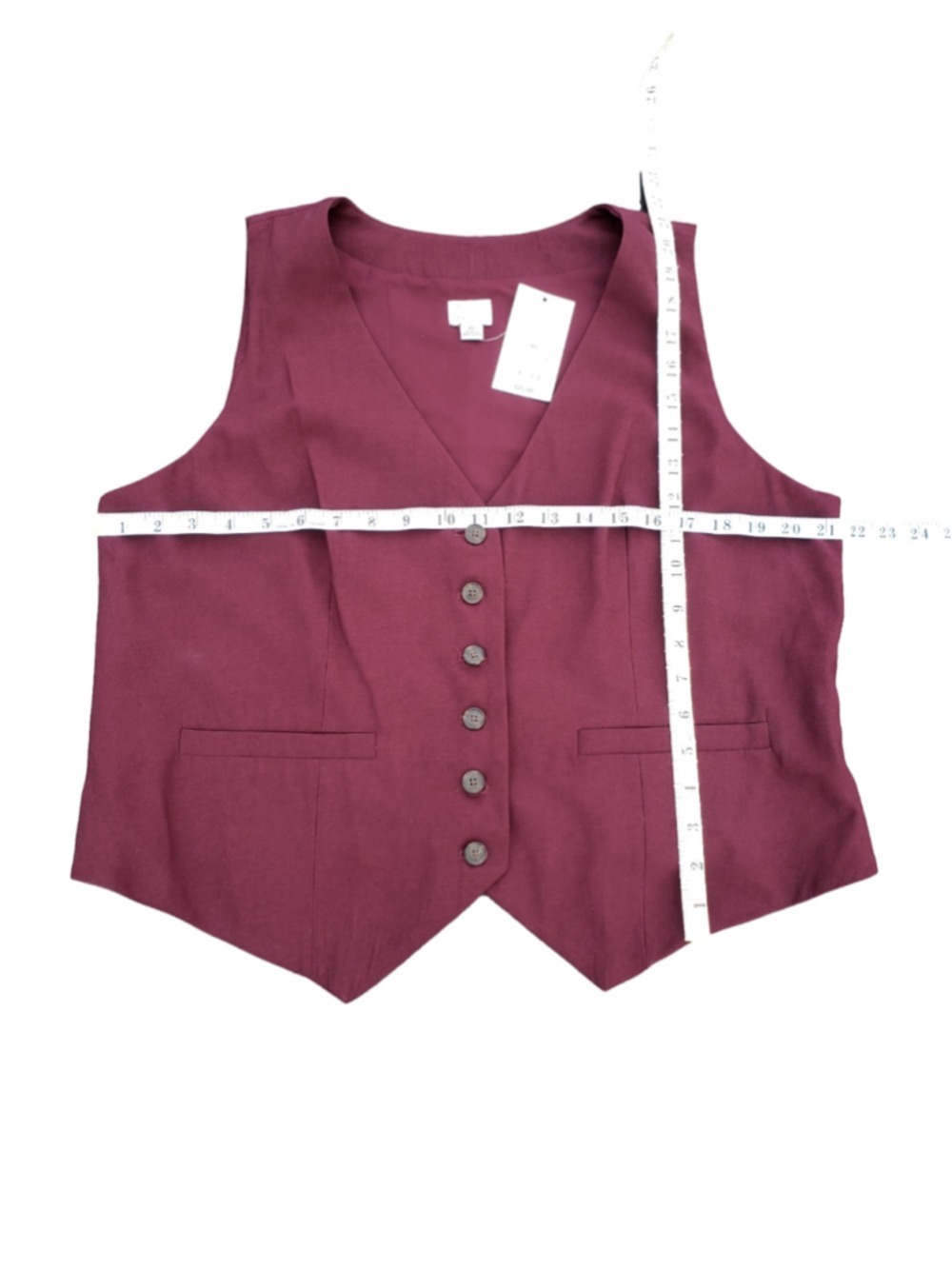 Women's a new day Burgundy Vest, Size XL - Picture 6 of 7